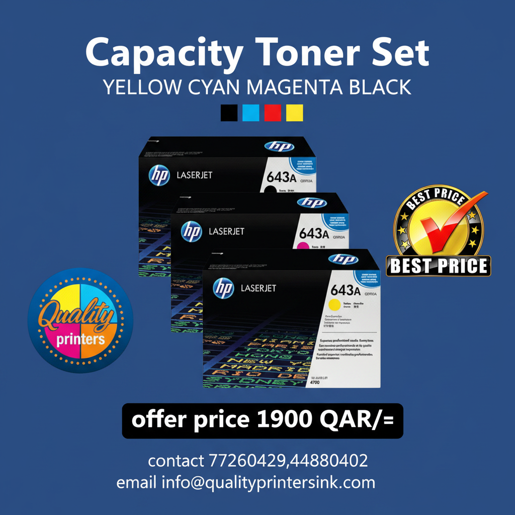 Original HP 643A LaserJet Toner Set Black, Cyan, Magenta, Yellow