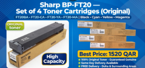 Sharp BP CA YA MA FT20BA Black Original Toner Cartridge - FT20 Set of 4