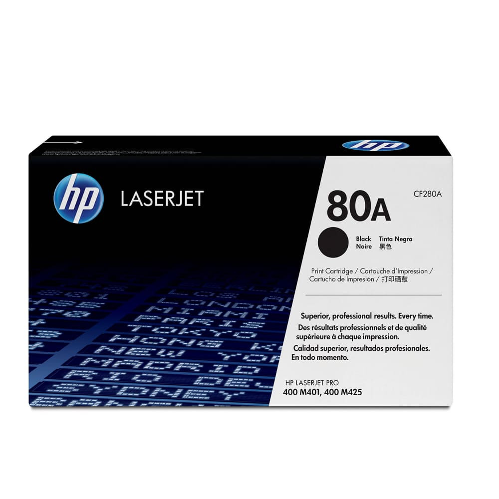 HP 80A Black Original LaserJet Toner Cartridge, CF280A